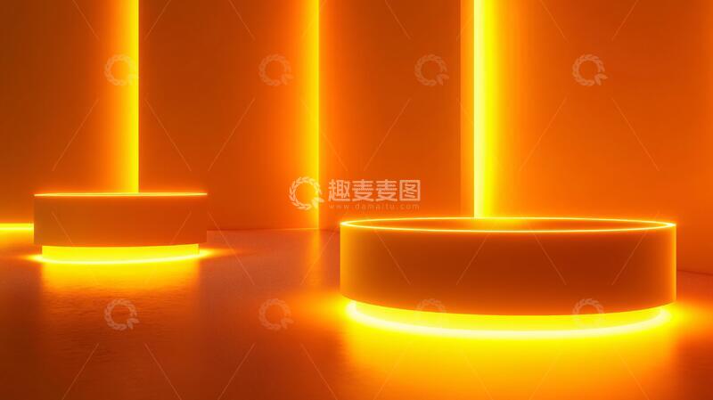 高清大图下载【趣麦麦图】霓虹灯展台场景讲台平台