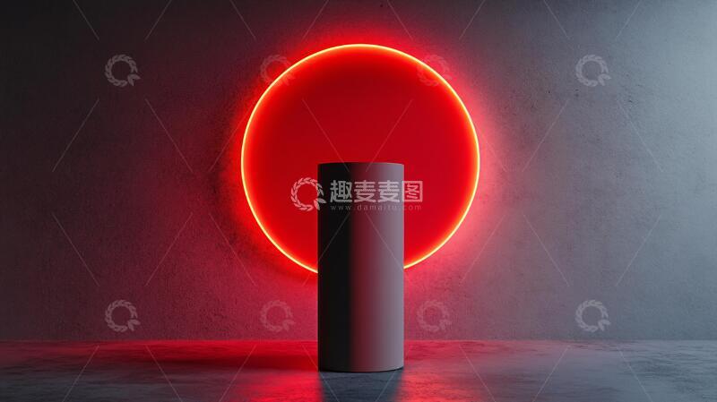 高清大图下载【趣麦麦图】霓虹灯展台平台静物粉色