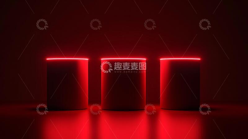 高清大图下载【趣麦麦图】霓虹灯展台粉色立体场景