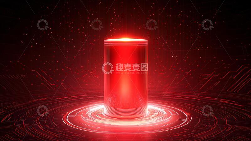 高清大图下载【趣麦麦图】科技电池科技红色背景