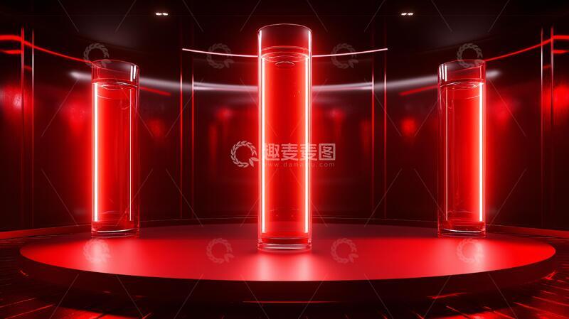 高清大图下载【趣麦麦图】红色立体场景舞台展台11