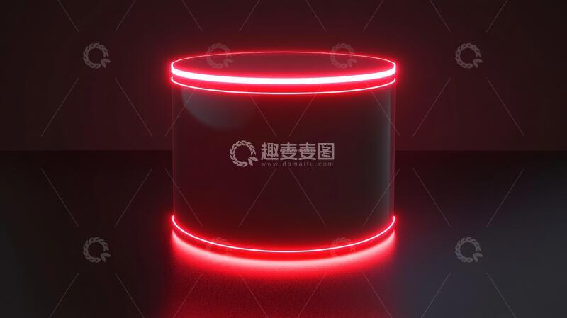 高清大图下载【趣麦麦图】霓虹灯展台圆形底座粉色