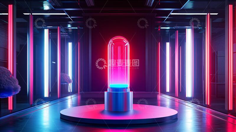 高清大图下载【趣麦麦图】霓虹灯展台场景科技造型
