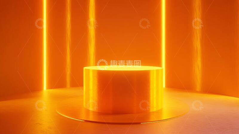 高清大图下载【趣麦麦图】金色圆柱展示台2
