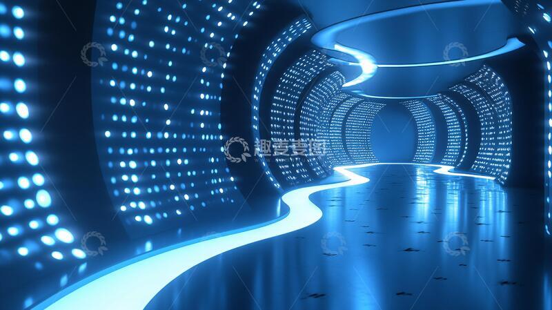 高清大图下载【趣麦麦图】科技感隧道科技灯光走廊