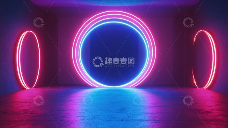 高清大图下载【趣麦麦图】霓虹灯展台拱门舞台圆形
