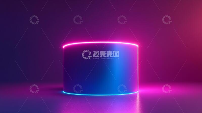 高清大图下载【趣麦麦图】霓虹灯展台平台粉色讲台1
