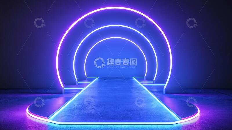 高清大图下载【趣麦麦图】霓虹灯展台拱门科幻灯管