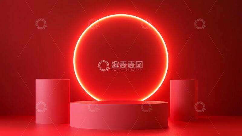 高清大图下载【趣麦麦图】红色立体场景舞台展台9
