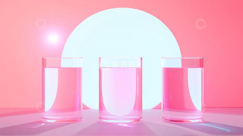 高清大图下载【趣麦麦图】水杯建模粉色平台水杯