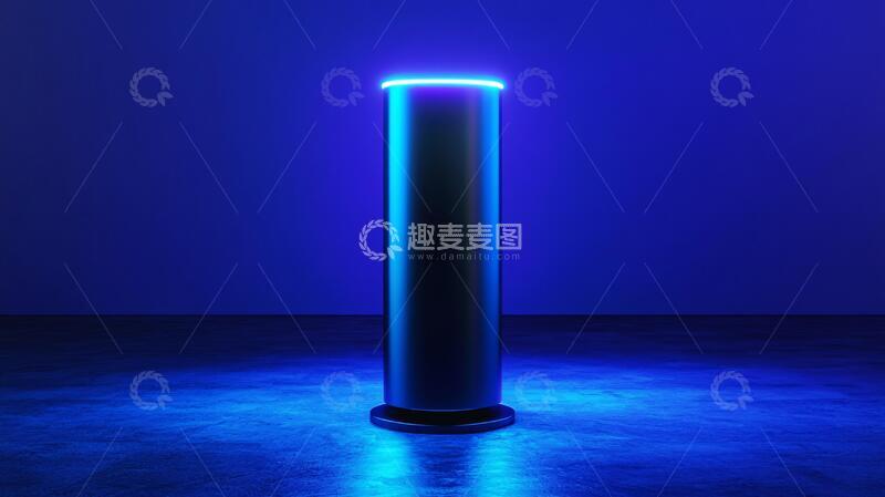 高清大图下载【趣麦麦图】霓虹灯展台光柱地面舞台