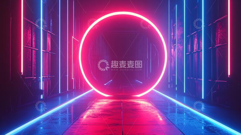 高清大图下载【趣麦麦图】流光溢彩的霓虹灯走廊12