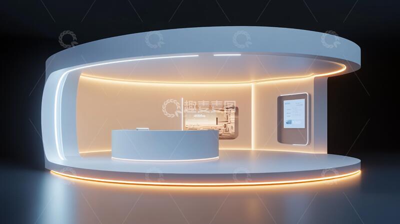 弧形前台科技展厅前台