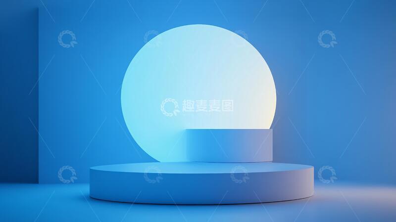 高清大图下载【趣麦麦图】霓虹灯展台讲台蓝色个性