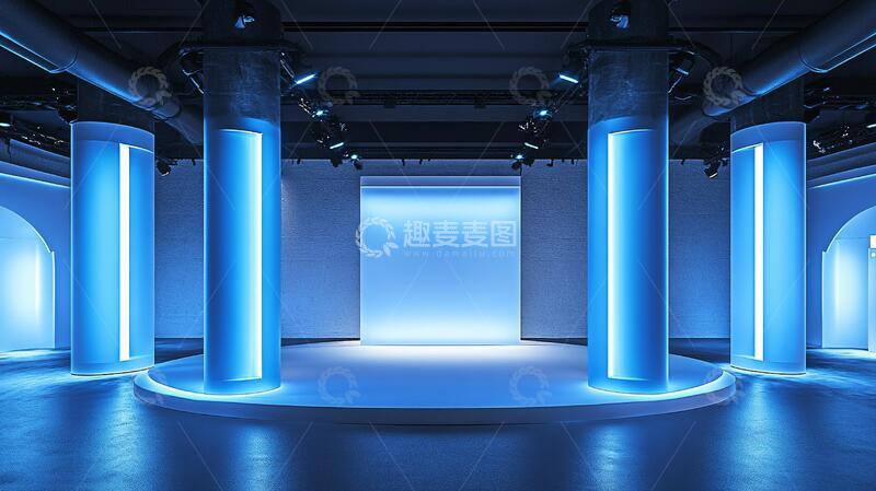高清大图下载【趣麦麦图】简约秀场展厅蓝色科技