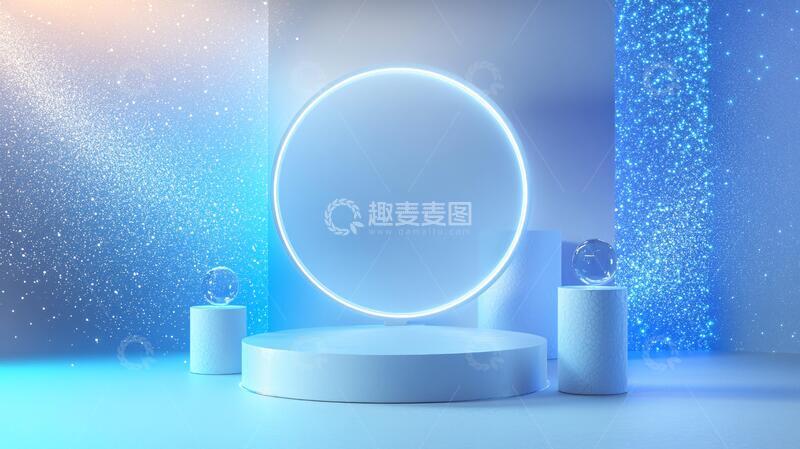 高清大图下载【趣麦麦图】霓虹灯展台圆形平台讲台