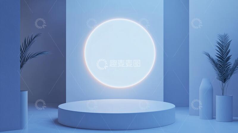 高清大图下载【趣麦麦图】简约秀场蓝色场景舞台