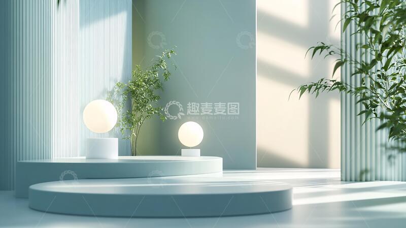 高清大图下载【趣麦麦图】简约秀场场景植物产品