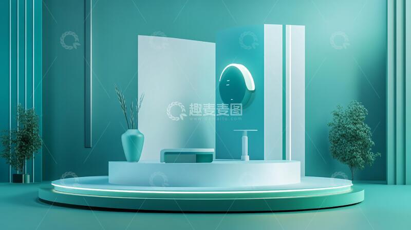 高清大图下载【趣麦麦图】简约展台蓝色产品高端