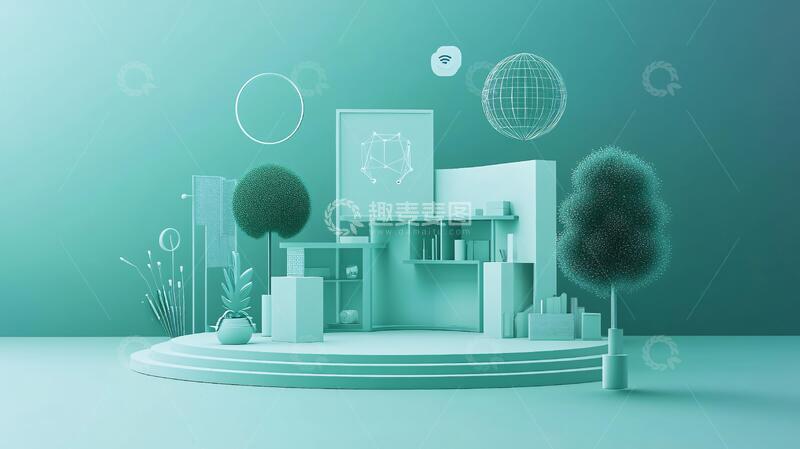 高清大图下载【趣麦麦图】创意展台立体场景视觉