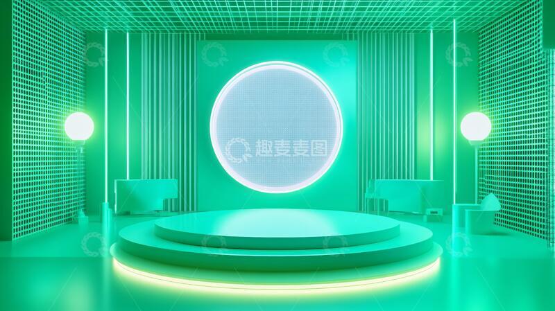 高清大图下载【趣麦麦图】简约秀场圆形绿色前台