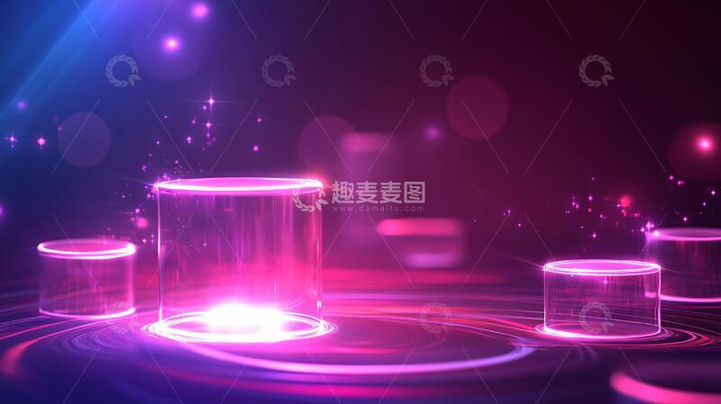 高清大图下载【趣麦麦图】荧光色梦幻科技感1