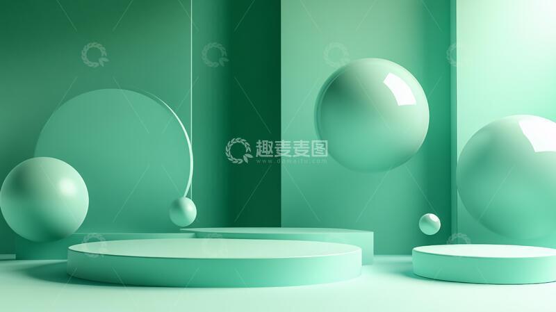 高清大图下载【趣麦麦图】简约秀场场景绿色产品