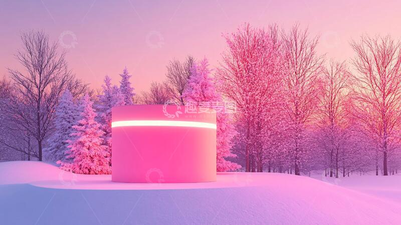 高清大图下载【趣麦麦图】霓虹灯展台粉色风景平台