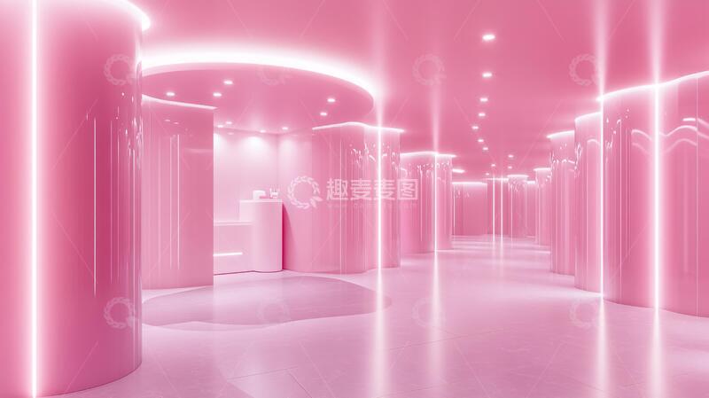 高清大图下载【趣麦麦图】粉红色的梦幻长走廊