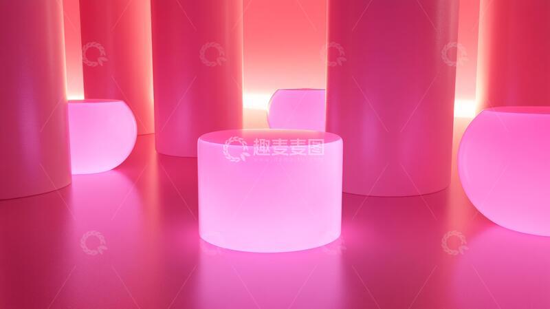 高清大图下载【趣麦麦图】粉色圆柱体展示台22