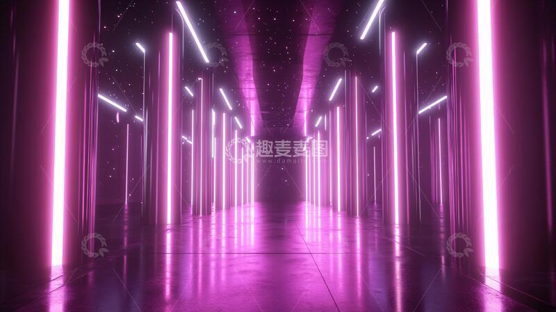 高清大图下载【趣麦麦图】流光溢彩的霓虹灯走廊11