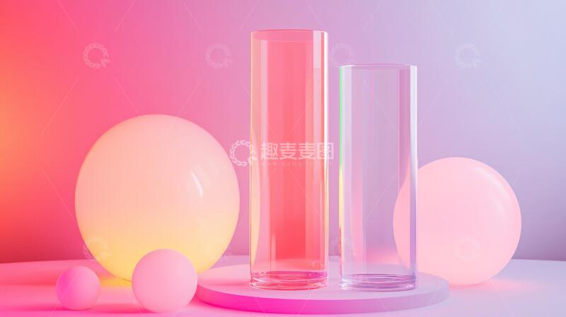 高清大图下载【趣麦麦图】粉色圆柱体展示台21