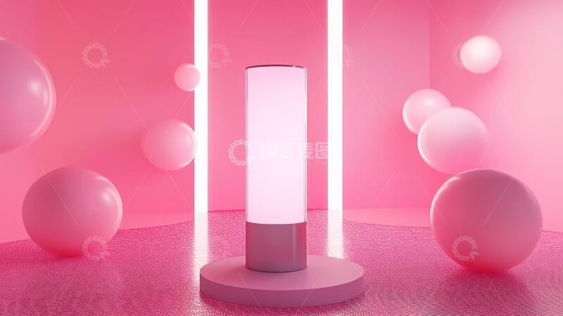 高清大图下载【趣麦麦图】粉色圆柱体展示台16