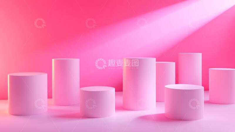 高清大图下载【趣麦麦图】粉色圆柱体展示台15