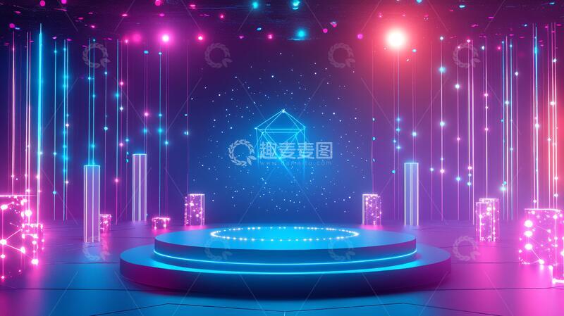 高清大图下载【趣麦麦图】霓虹灯展台舞台圆形潮流