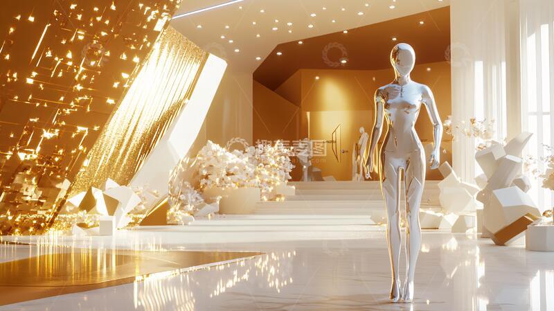 高清大图下载【趣麦麦图】健身美陈雕塑橱窗科幻