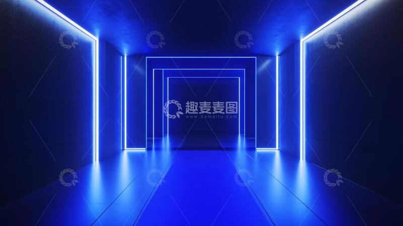 高清大图下载【趣麦麦图】霓虹走廊走廊科幻灯光