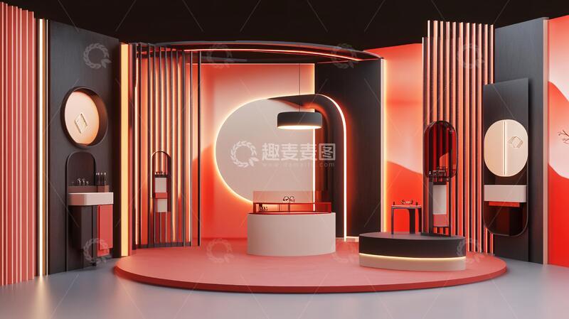 高清大图下载【趣麦麦图】创意展台粉色家具圆形