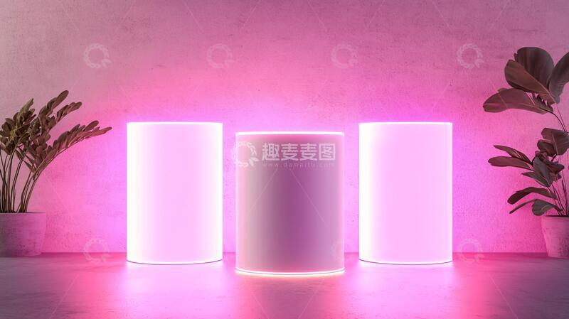 高清大图下载【趣麦麦图】粉色圆柱体展示台9