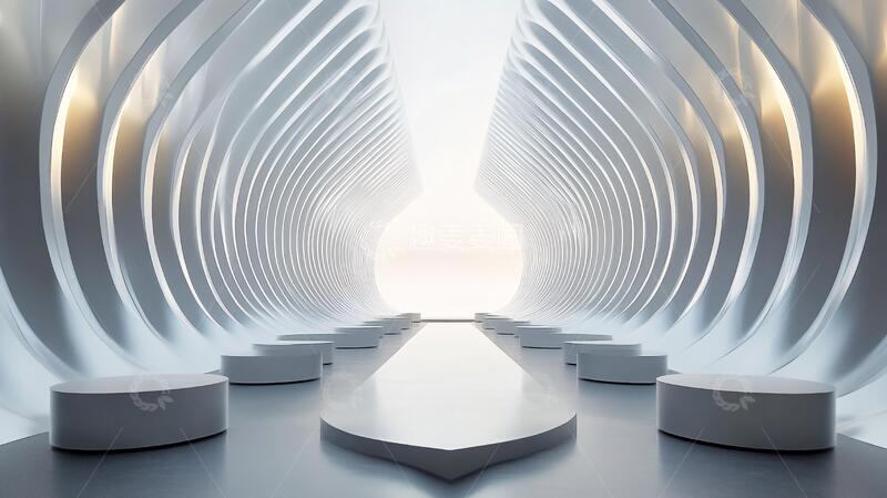 简约秀场背景展厅弧形