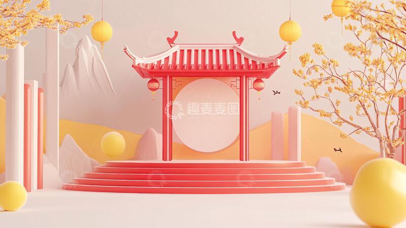 高清大图下载【趣麦麦图】创意中秋展台17