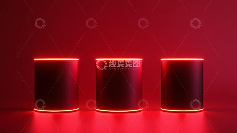 高清大图下载【趣麦麦图】霓虹灯展台粉色柜台底座