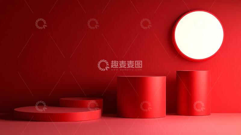 高清大图下载【趣麦麦图】红色立体场景舞台展台8