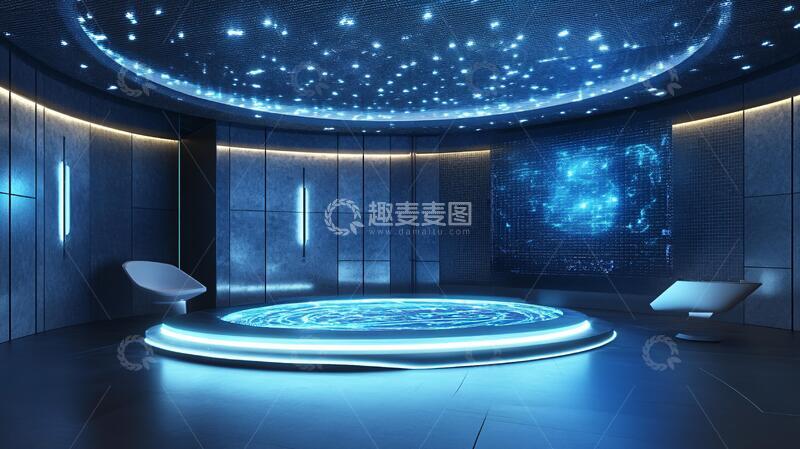 科技感前台科技展厅会议