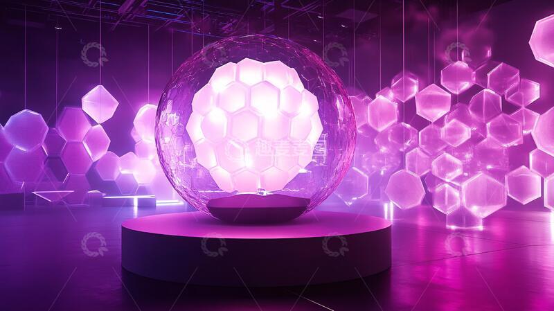 高清大图下载【趣麦麦图】渐变球形灯粉色球形科技