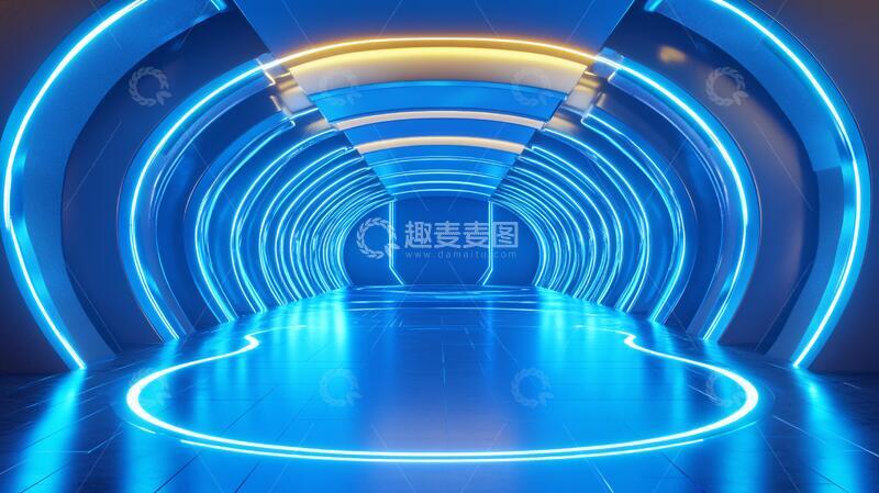 高清大图下载【趣麦麦图】霓虹走廊走廊科技科幻