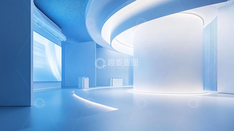 简约秀场科技展厅蓝色