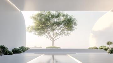 轻奢园林庭院大树园林