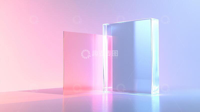 高清大图下载【趣麦麦图】玻璃展台玻璃粉色背景