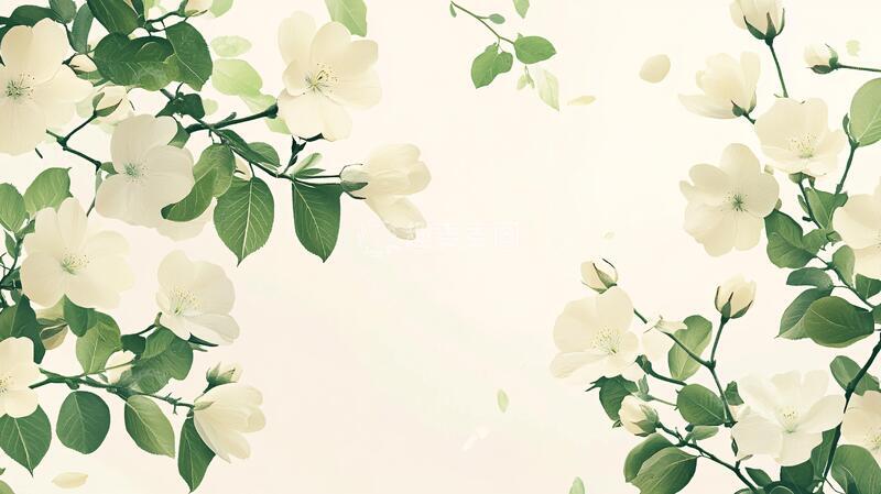 高清大图下载【趣麦麦图】手绘四照花手绘插画梨花